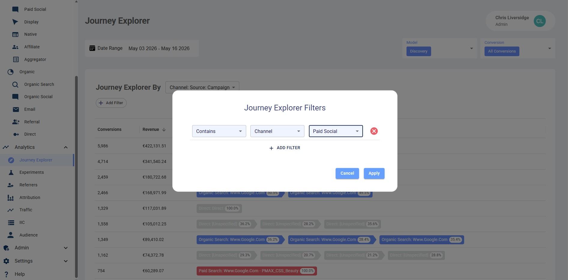 Corvidae AI: Journey Explorer Filters