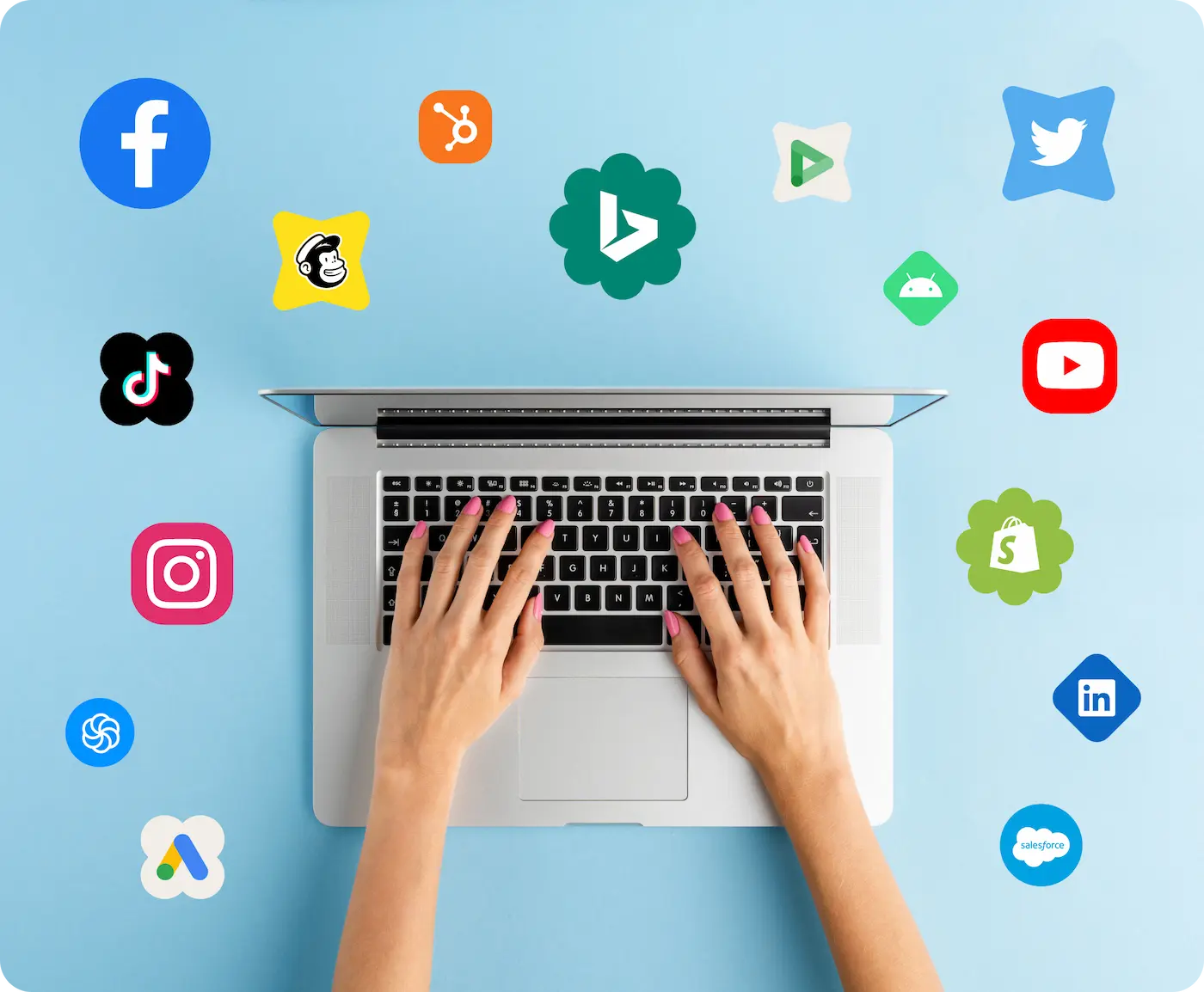 Laptop With Social Media Platforms