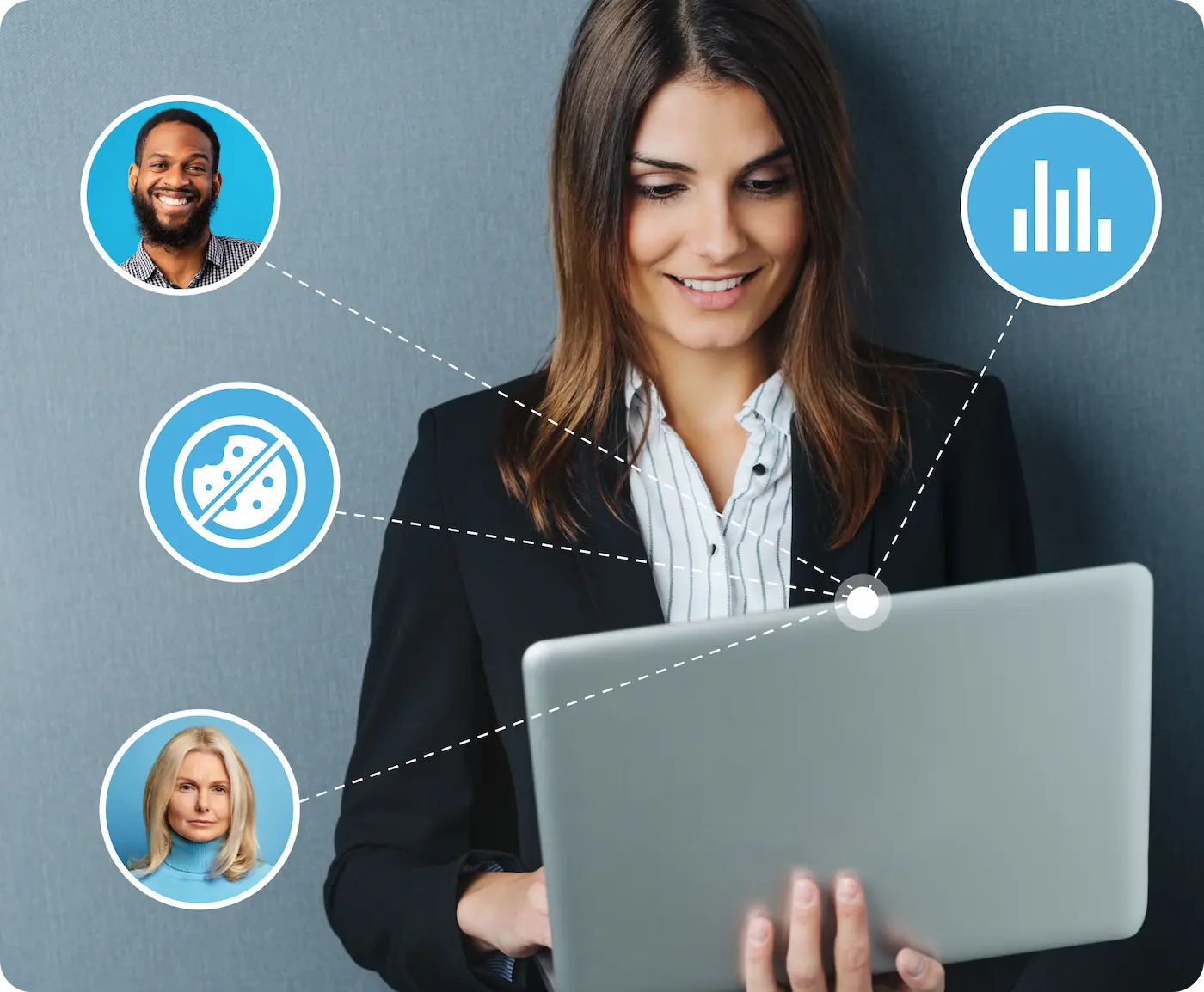 Digital Professional Reviewing Data on Laptop