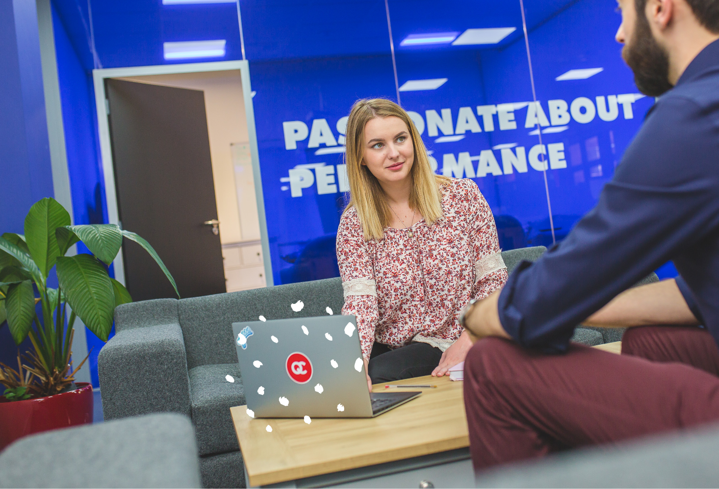 Corvidae AI team members talking to our sister business QueryClick in Edinburgh